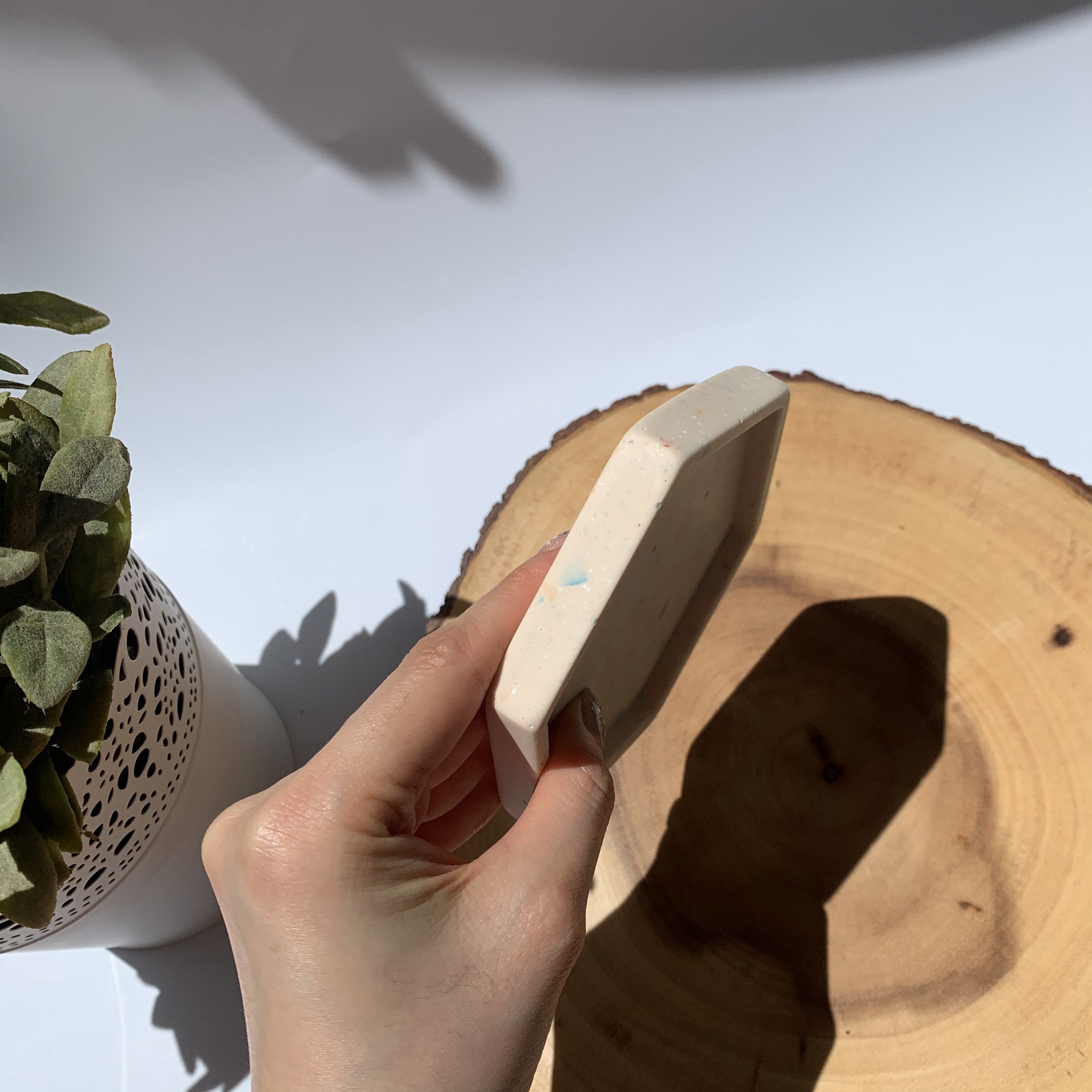 Hexagon Coaster - Pink Speckled