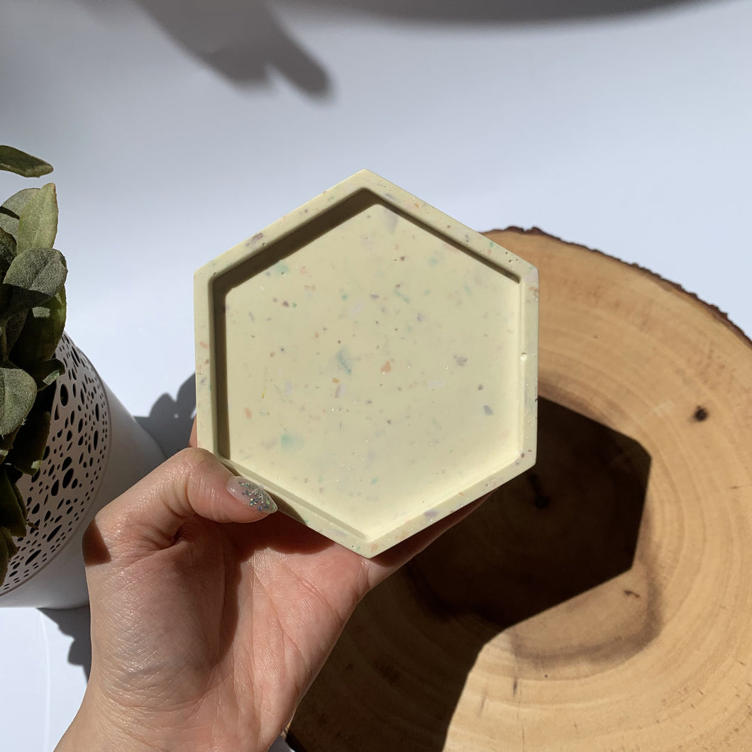 Hexagon Coaster - Lemon Speckled