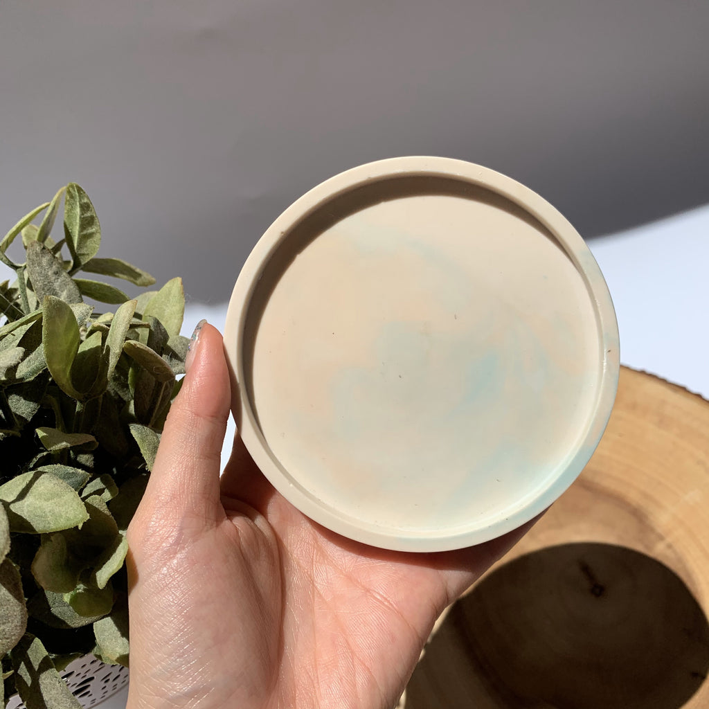 Fat Round Coaster - Misty Watercolour