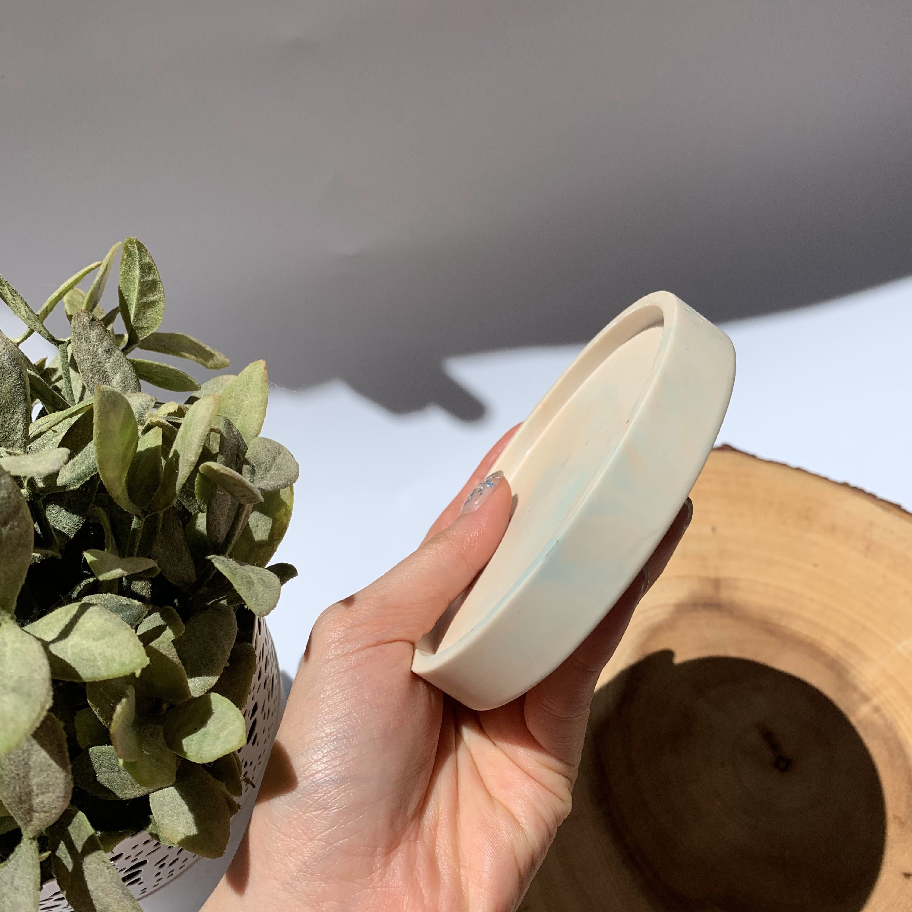 Fat Round Coaster - Misty Watercolour