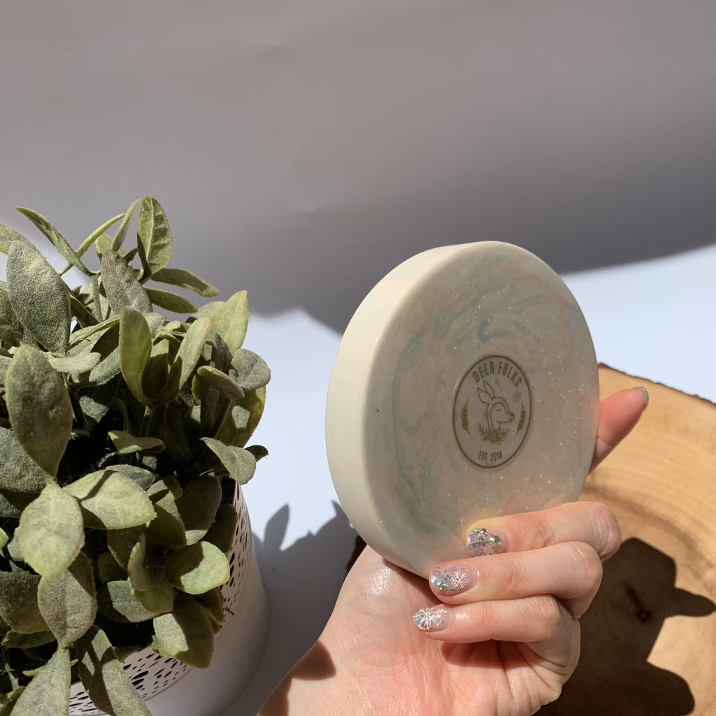 Fat Round Coaster - Misty Watercolour