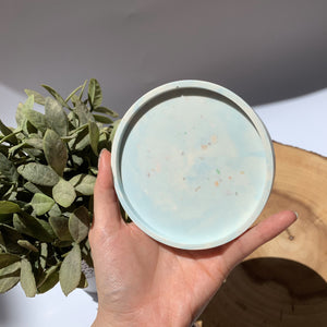 Fat Round Coaster - Blue Watercolour Speckled