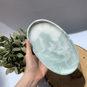 Oval Tray- Dark Sage Marbled